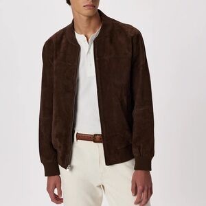 Quince 100% Suede Bomber Jacket Espresso Brown Size Medium